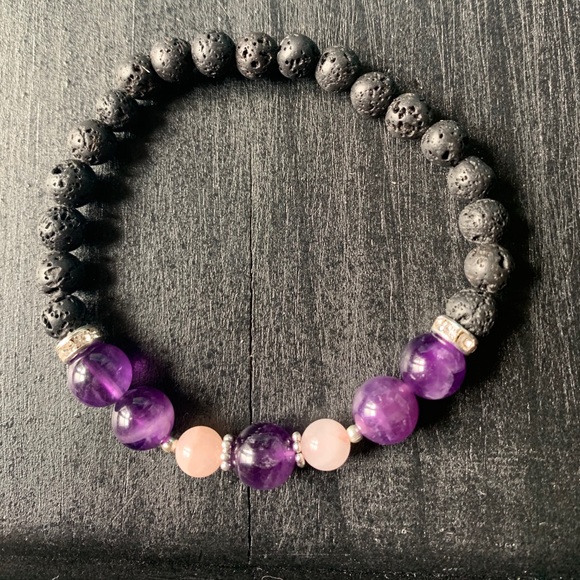 Amethyst and rose quartz healing stone bracelet - Picture 1 of 1